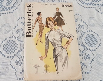 vintage années 60 Butterick 9465 Robe en 3 styles Patron de couture, buste non coupé de 82 cm