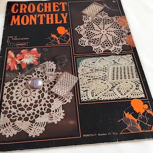 Vintage circa 60s Crochet Monthly Magazine No 27, Doilies Cushions Tablecloth Patterns
