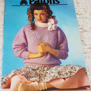 Vintage 80s Patons Knitting Pattern Book 833, Womens Jumpers and Cardigans