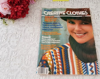 Vintage 70s McCalls Creative Clothes Magazine, Sewing Knitting Smocking Crochet Quilting