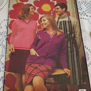 Vintage 60s Patons Knitting Pattern Book No 854, 7 Women&#39;s Jumpers and Cardigans