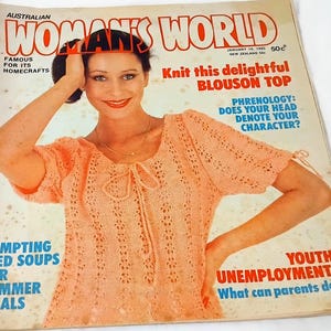 Vintage Jan 1980 Australian Woman&#39;s World Magazine, Patterns Craft Fiction Fashion Celebrity