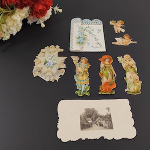 8 auténticos y antiguos álbumes de recortes con decoupage, piezas recortadas con mucho cuidado