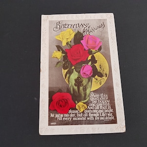 Vintage 1930s Birthday Happiness Greeting Card, Used Greeting Card