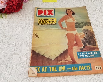 Vintage novembre 1966 Pix Magazine, Ragazze in bikini, Canottaggio, Olivia Newton John, Don Lane, Normie Rowe
