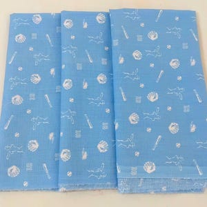 3 Blue White Baseball Sport Fabric 50cm x 35cm