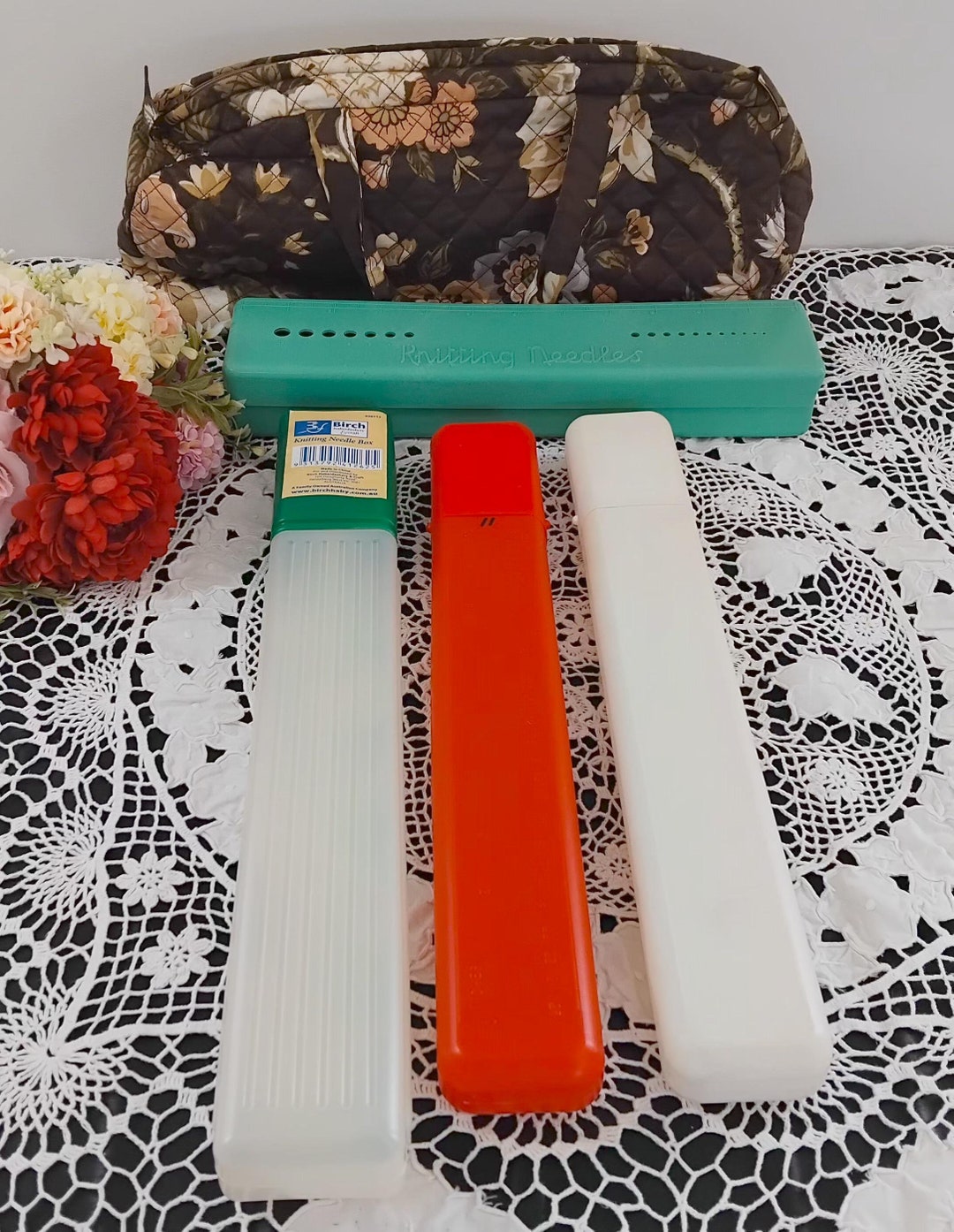 5 Assorted Vintage Knitting Needle Storage Boxes and Bag - Etsy