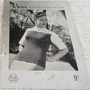 Vintage 40s 50s Patons Knitting Pattern Book 294 Jumpers and Cardigans for Women
