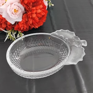 Vintage 90s Clear Crystal Glass Christmas Theme Lolly Sweets Bowl