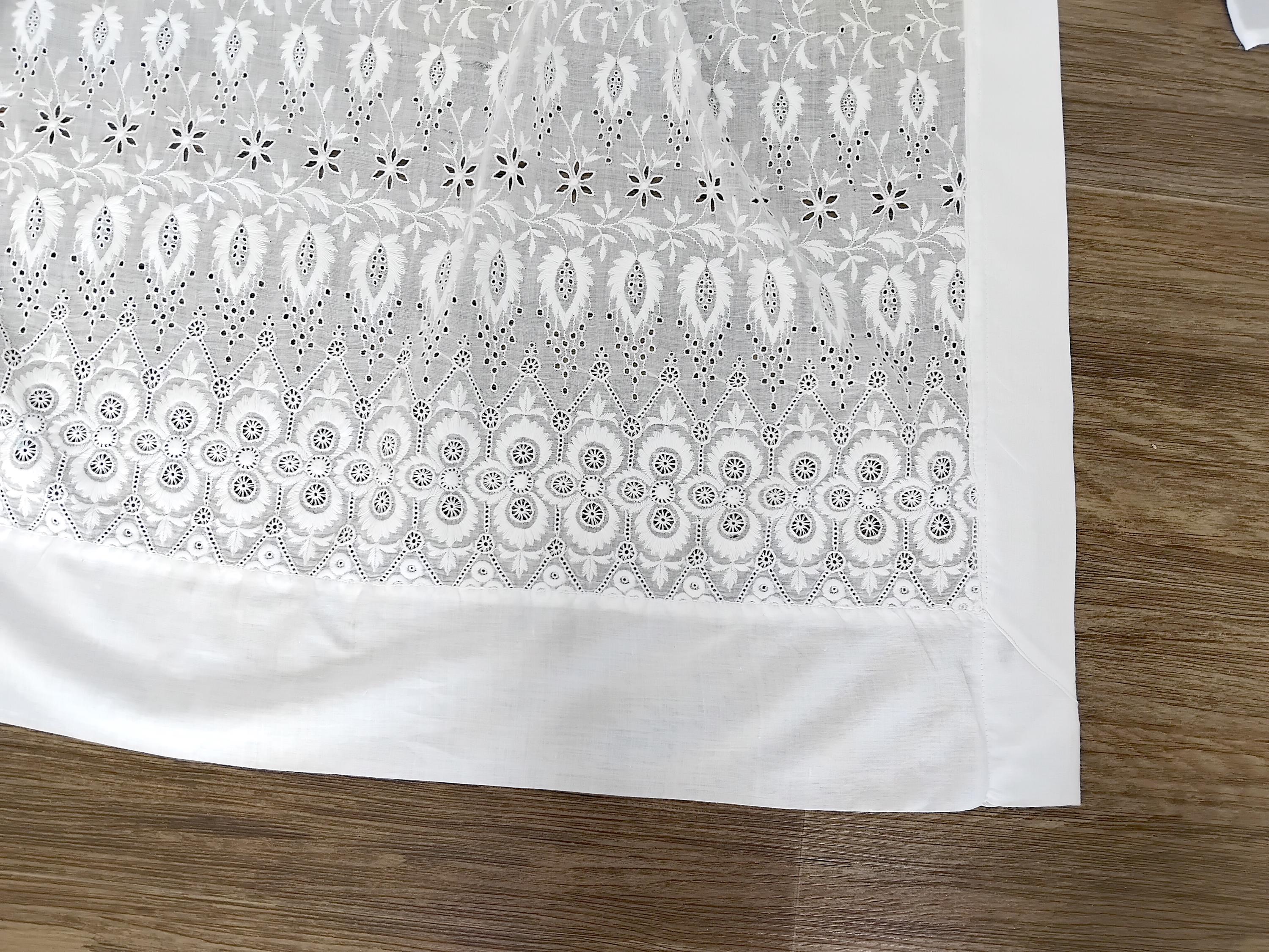 ヴィンテージアンティーク 1910年代 ホワイト刺繍 ロングエプロン 花柄