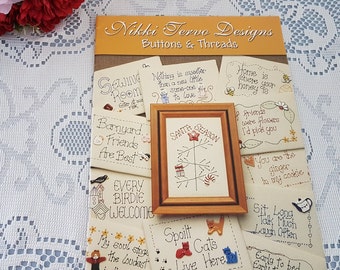 Nikki Tervo Designs Buttons & Threads Pattern Book, Miniature Embroidery Patterns