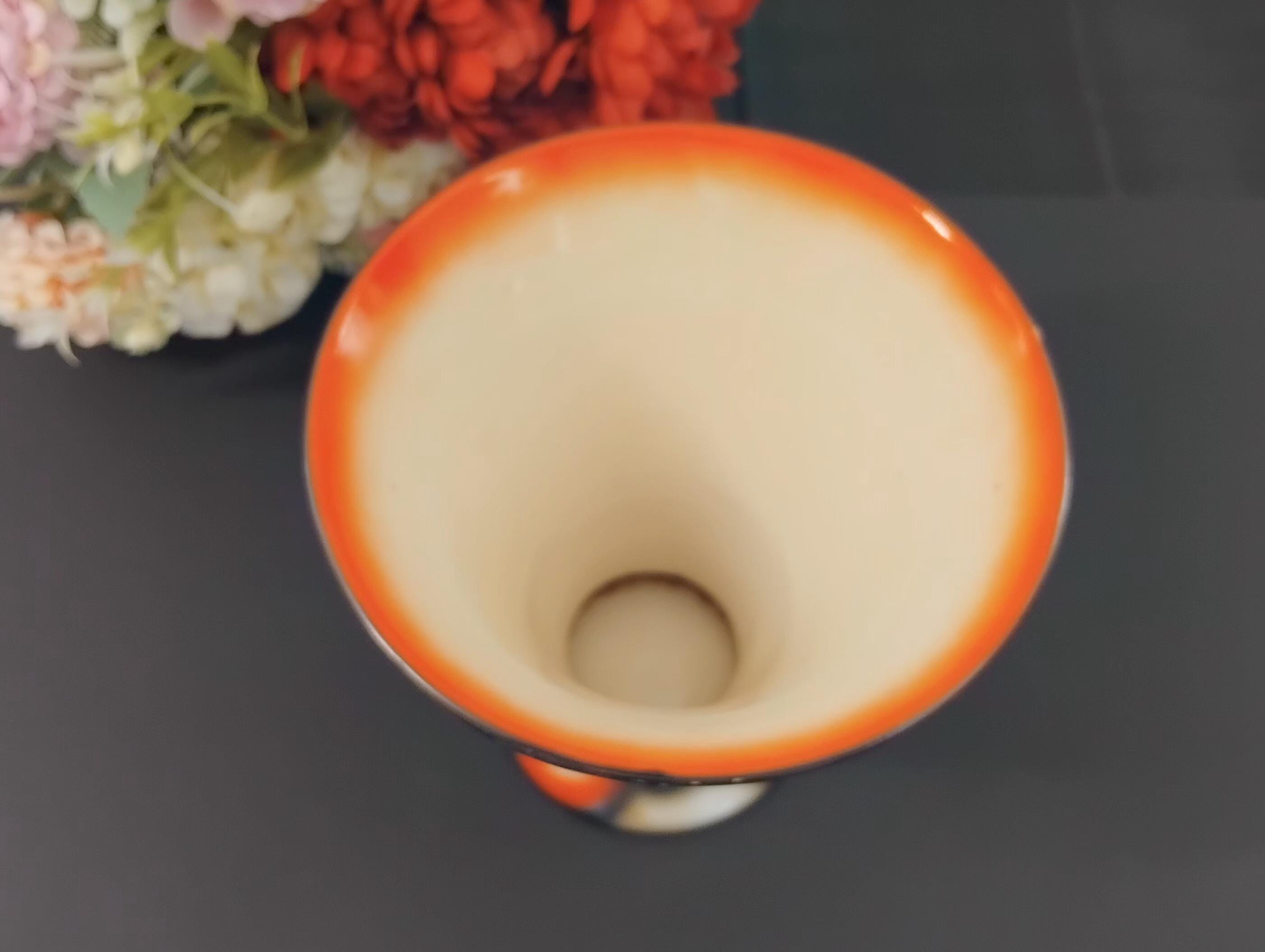 ヴィンテージ 60 年代 70 年代 黒 赤 幾何学模様 広口陶器花瓶 - Etsy 日本