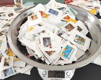 200g Bulk Australian 70s 80s 90s Postage Stamps, Used Vintage Stamps