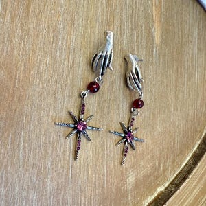 Mystical Hand Starburst Dangle Earrings | Gothic Celestial Witchy Jewelry - Unique Gift For Her