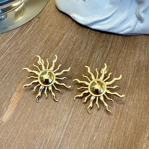 Gold Sun Statement Earrings | Celestial Stud Earrings | Bold Boho Jewelry | Cosmic Sunshine Earrings | Festival Accessory | Gift For Her