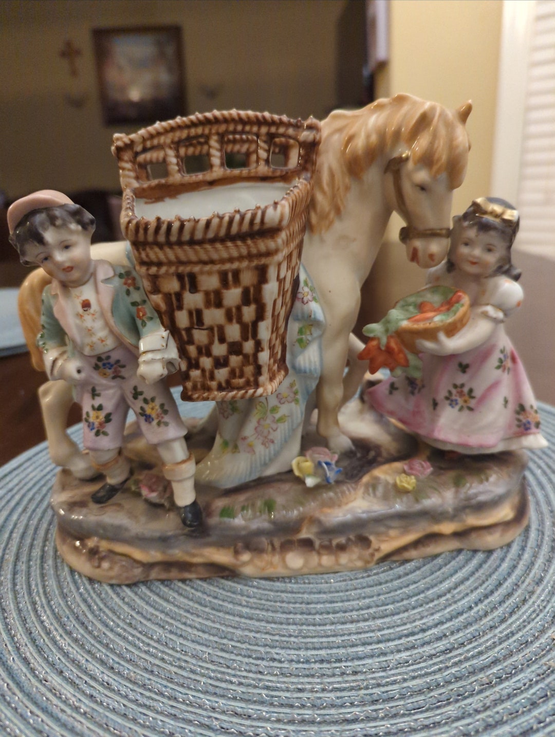 LARGE Vintage RARE Ucagco Figurine Horse W Double Vase Saddlejapan