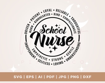 Pielęgniarka szkolna svg, uznanie dla pielęgniarki svg, Pielęgniarstwo svg, personel szkolny svg, cameo, pielęgniarka, opieka zdrowotna, odznaka, Cricut, Png, Svg, sublimacja