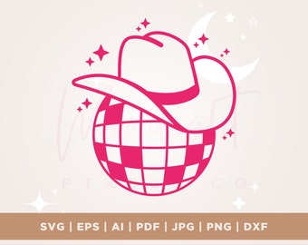 Disco Cowgirl SVG, Bachelorette SVG, Sublimation Design, Disco Cowboy Svg, Cowboy Hat Svg, Disco Ball Svg, Cricut, Png, Svg, sublimation