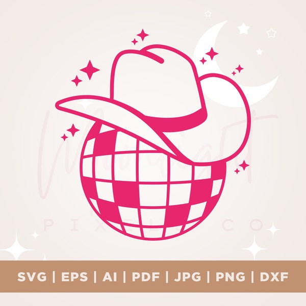 Disco Cowgirl SVG, Bachelorette SVG, Sublimation Design, Disco Cowboy Svg, Cowboy Hat Svg, Disco Ball Svg, Cricut, Png, Svg, sublimation