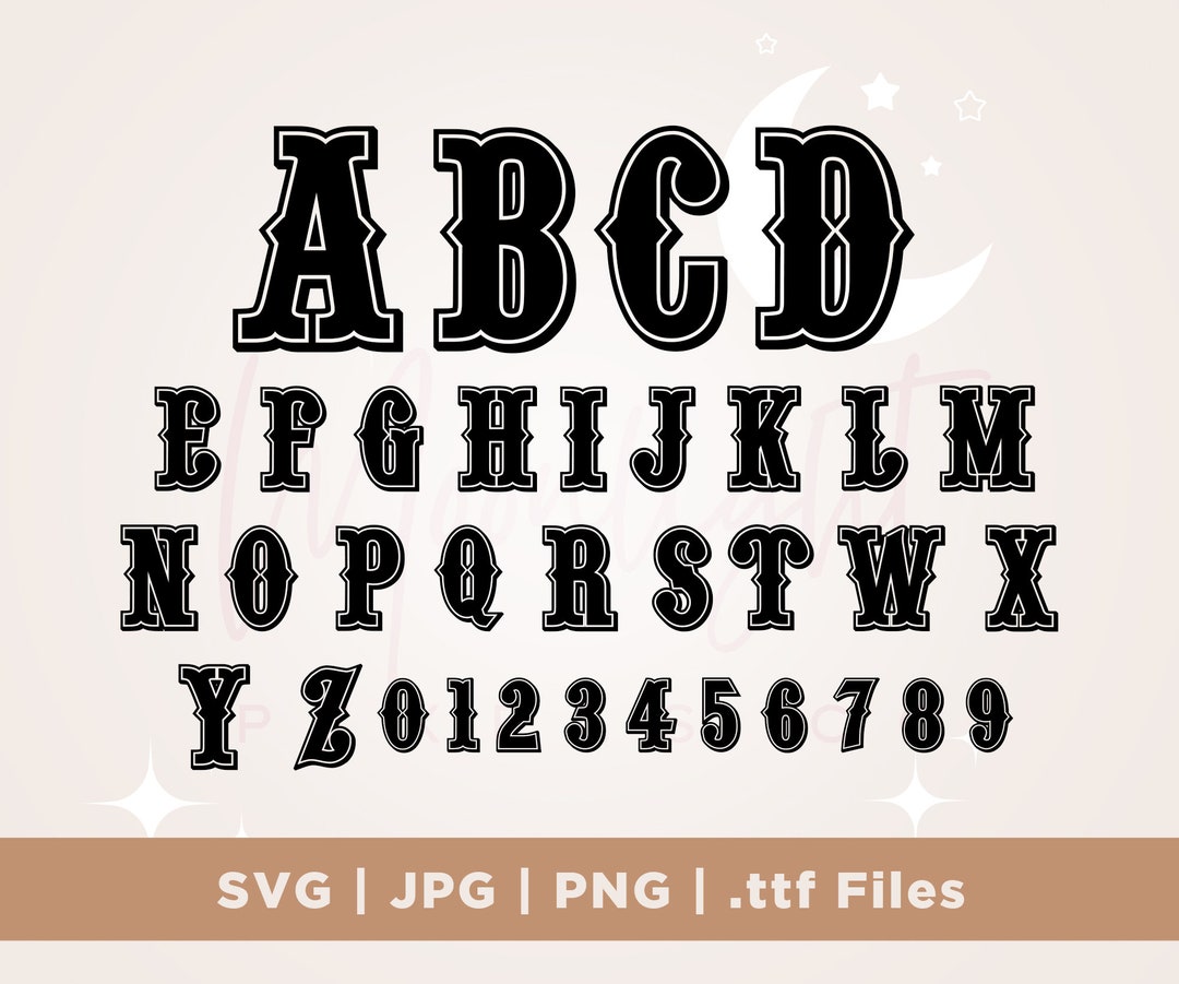 WESTERN FONT SVG, Western Alphabet Svg, Western Letters and Numbers Svg ...