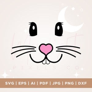 Bunny Face SVG, Pasen SVG, Cute Easter SVG, Cute Bunny Face SVG, Bunny Face, Pasen, bestand knippen, SVG, afdrukbare afbeelding, opstrijkbare, cricut