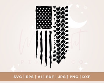 USA Flag Offroad Tire Track SVG, 4x4 Truck Clipart (Digital Download)