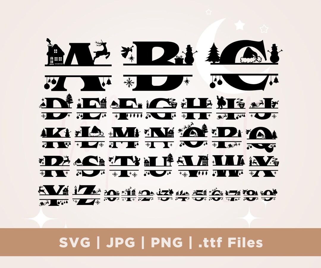 Christmas Split Alphabet Svg, Christmas Svg, 26 Christmas Capital ...