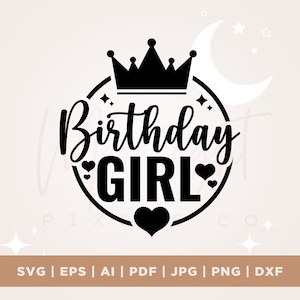 Anniversaire fille Svg, 10e anniversaire, princesse Svg, 6e anniversaire de fille, 4e anniversaire de fille, Silhouette, anniversaire fille Png, cricut, clipart