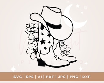 Cowgirl Boots with Flowers SVG, Cricut, Png, Svg, sublimation, Cowgirl SVG, Rodeo svg, Cowgirl Gifts for Girls svg, Western SVG, Cowgirl Svg