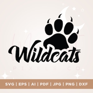 Wildcats in Paw Print svg, t-shirts, svg design, wildcats svg, paw print svg, paw svg, afdrukbaar bestand, instant download, silhouet