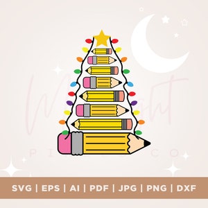 Professor Natal Svg, Lápis Árvore Luz Png, Presente De Natal Do Professor, Escola Natal Png, Feliz Natal, Presentes Camisa De Estudante, Cricut