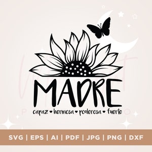 Girasol Madre Svg, Madre Española Svg, Mamá Cita Svg, Mamá Svg Diseños, Mamá Descarga Digital, Cricut, Mamá Svg, Regalo inspirador para ella