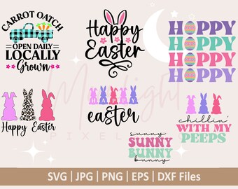 Happy Easter SVG Bundle, Bunny Designs (Digital Cut Files)