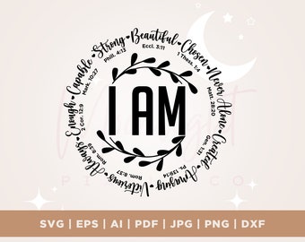 Jestem Inspiracją SVG, Werset Biblijny SVG, Plik Cięty, Chrześcijańska Inspiracja SVG, Natychmiastowe Pobieranie, Cricut, Sylwetka, Winyl, Sublimacja