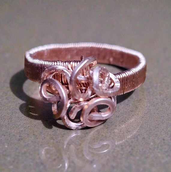 Copper Wire Wrap Flower Ring - image 3