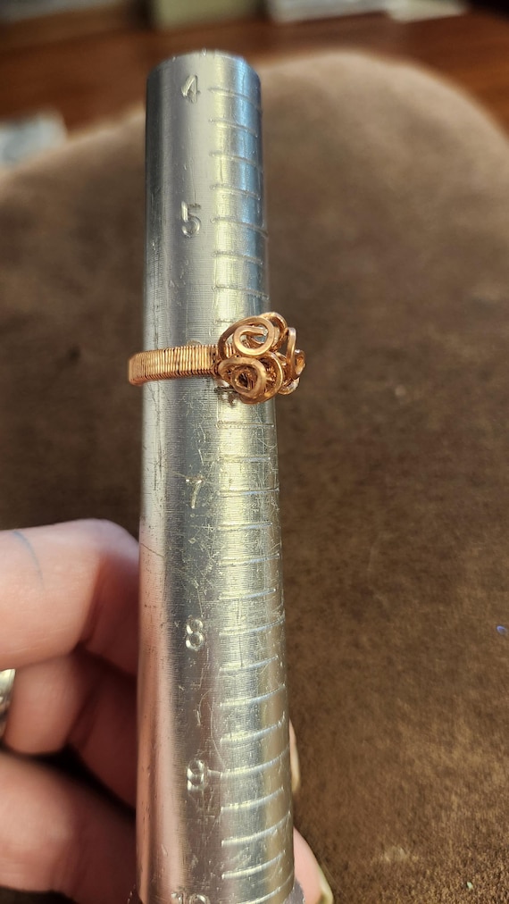 Copper Wire Wrap Flower Ring - image 4