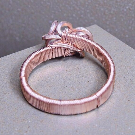 Copper Wire Wrap Flower Ring - image 2