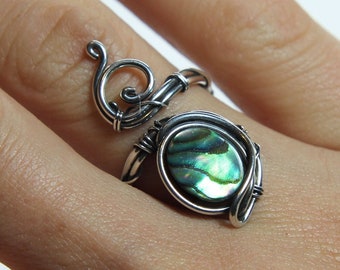 Abalone Shell Ring "Neptune" Sterling silver ring - Abalone ring - Hand made - gift - gemstone - birthstone - ocean - sea - healing crystals