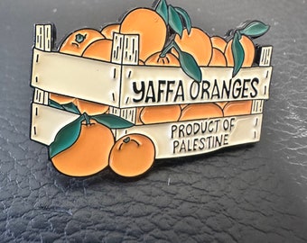 Épinglette en émail oranges Yaffa, produit de Palestine