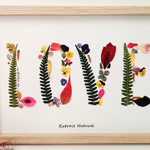 Dried flower herbarium frame LOVE