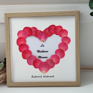 Customizable herbarium frame with pink rose petals