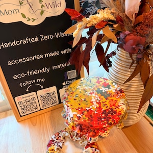 Funda reutilizable para recipiente mediano / Algodón orgánico e impermeable / Envoltorio ecológico para alimentos