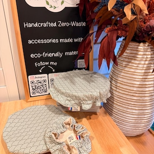 Funda reutilizable para recipiente grande / Algodón orgánico e impermeable / Envoltorio de alimentos ecológico