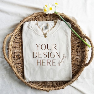 Comfort Colors 1717 Ivory Mockup - Lay Flat Mockup - Folded Mockup - 1717 Shirt Mockup - Tshirt Mockup - Comfort Colors Mockup - Boho Mockup