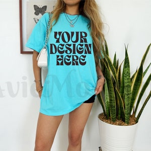 Comfort Colors C1717 Lagoon Oversized T Shirt Mockup - Trendy C1717 Mockup - Boho Mockup - Retro Mockup - Aesthetic Mockup