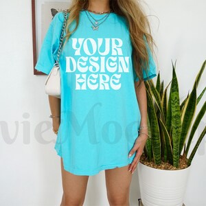 Comfort Colors C1717 Lagoon Oversized T Shirt Mockup - Trendy C1717 Mockup - Boho Mockup - Retro Mockup - Aesthetic Mockup
