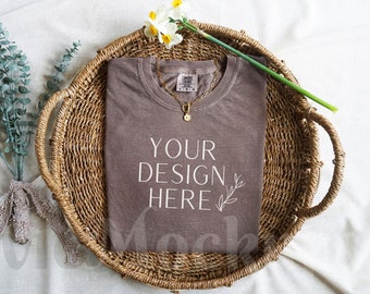 Comfort Colors 1717 Espresso Mockup - Lay Flat Mockup - Folded Mockup - 1717 Shirt Mockup - Comfort Colors Mockup - Boho Mockup