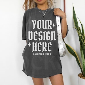 Comfort Colors C1717 Pepper Oversized T Shirt Mockup - Trendy C1717 Mockup - Y2K Mockup - Retro Mockup - Grunge Pepper Mockup - Edgy mockup