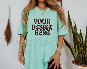 Comfort Colors C1717 Island Reef Oversized T Shirt Mockup - Trendy C1717 Mockup - Boho Mockup - Retro Mockup - Aesthetic Mockup