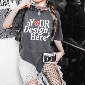 Comfort Colors C1717 Pepper Oversized T Shirt Mockup - Trendy C1717 Mockup - Y2K Mockup - Retro Mockup - Grunge Pepper Mockup - Edgy mockup